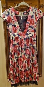 Free People Flower Silk Maxi Dress